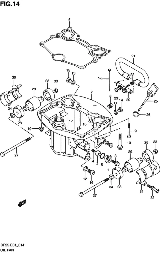 Масляный поддон для Suzuki DF25 V-twin S/L; RS/L; QS/L; TS/L