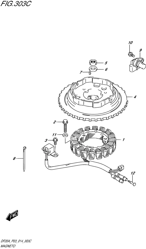 Статор & Ротор ((MANUAL STARTER) (DF20A P03)) для Suzuki DF9.9B S/L; RS/L; TS/L