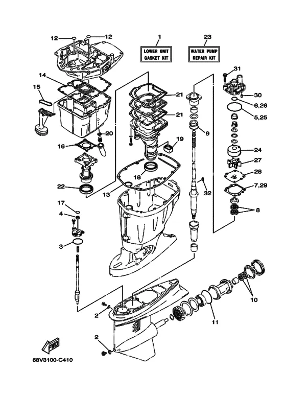 Восстановительный комплект для Yamaha F115 ETL/X