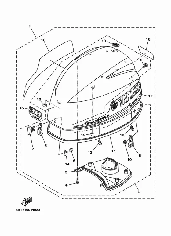 Верхний капот для Yamaha F30 E(H/D/T)S/L/X