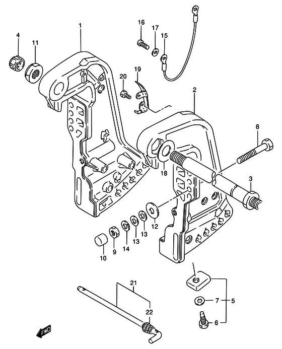 Зажимной кронштейн ((DT115Q:E38); NOTE : COLOR : 0ED (GRAY)) для Suzuki DT140 L/UL
