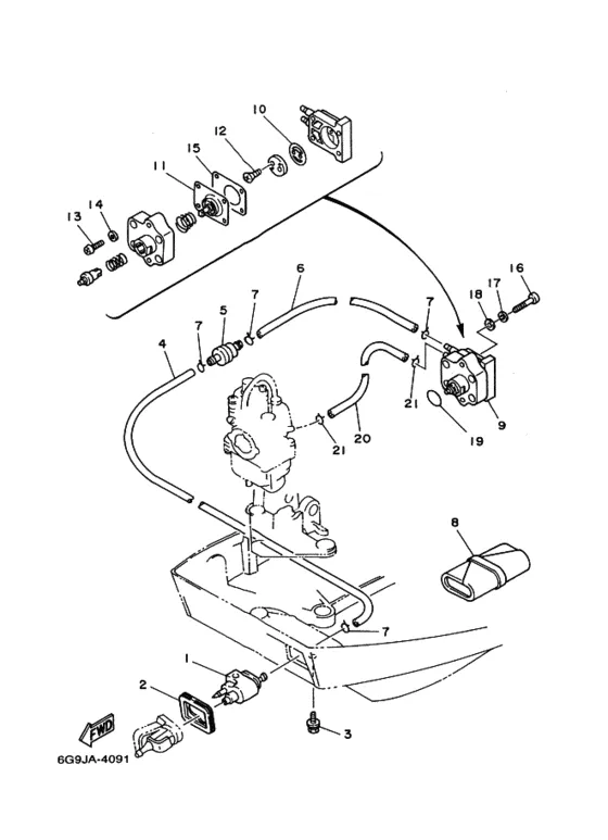 Топливный демпфер для Yamaha F9.9 M(E)HS/L