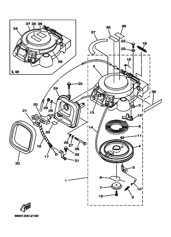 Привод стартера для Yamaha F15 M(E/W)HS/L