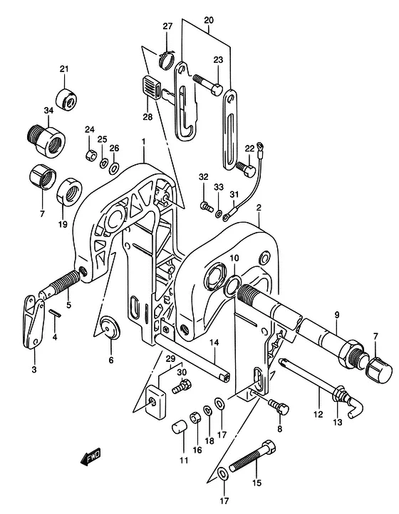 Зажимной кронштейн для Suzuki DT40 WS/L/LL/L2/XL; WRS/L/LL/L2/XL; WKS/L/LL/L2/XL; WKRS/L/LL/L2/XL