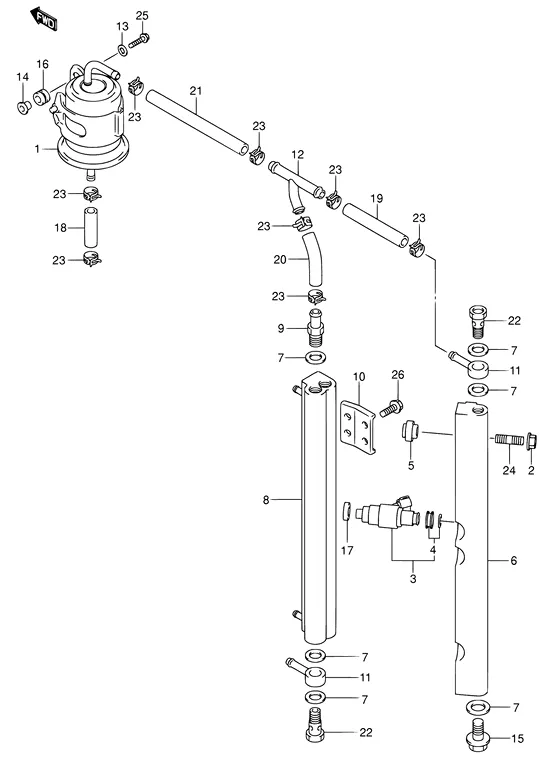 Топливная форсунка ((DF115WT/WZ,DF100WT)) для Suzuki DF115 (Z)TL/X; W(Z)TL/X
