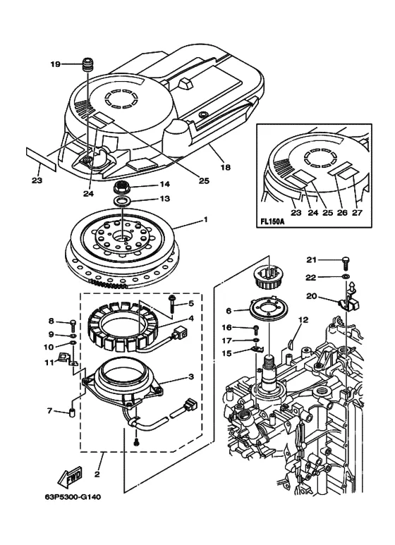 Генератор для Yamaha F150 ETL/X
