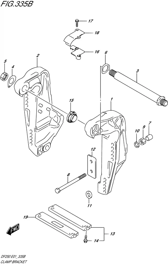 Зажимной кронштейн ((DF200TL)) для Suzuki DF250 (Z/T)X/XX