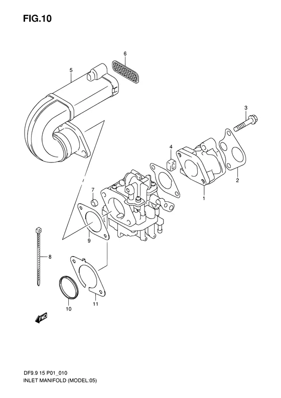Впускной коллектор ((MODEL:05~)) для Suzuki DF9.9 S/L; RS/L