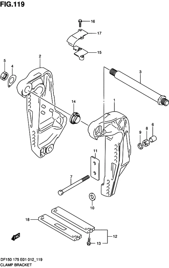 Зажимной кронштейн для Suzuki DF150 (Z)TL/X