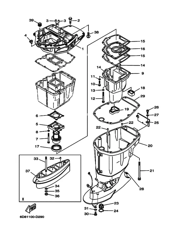 Дейдвуд для Yamaha F80 ETL/X