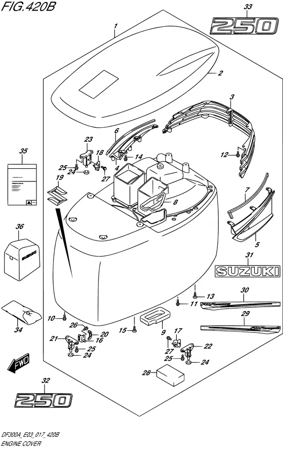 Крышка двигателя ((DF250A E03)) для Suzuki DF250A PX/XX