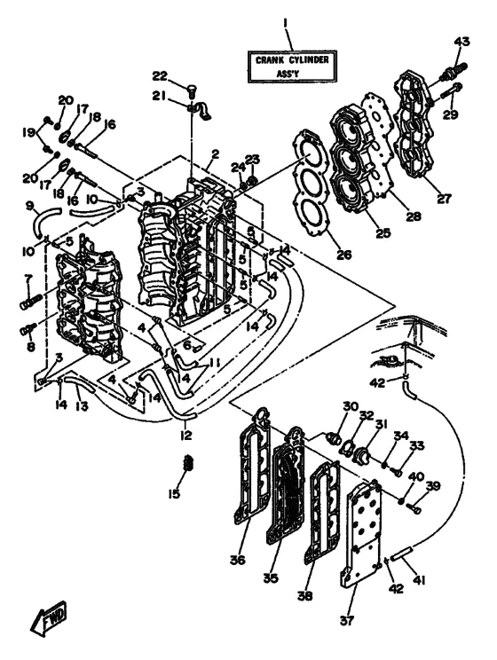 Цилиндр и картер для Yamaha 60 ET(D)OL