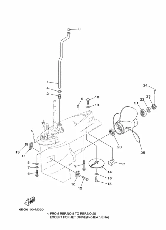 Корпус редуктора и привод 2 для Yamaha F40 E(H/D/T)S/L/X