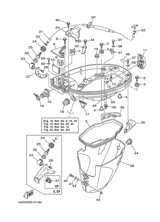 Нижний капот для Yamaha F20 M(W/E/P)HS/L