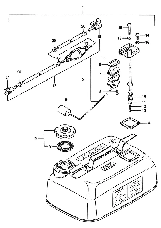 Топливный бак ((MODEL:86/E28)) для Suzuki DT25 S/LL/XL; KS/LL/XL