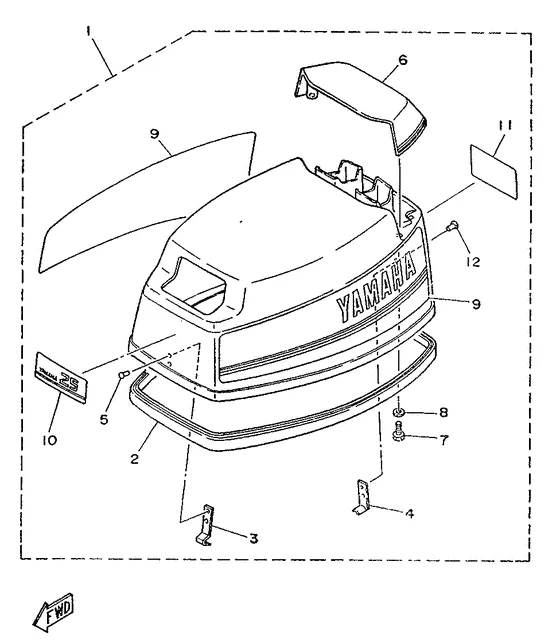 Верхний капот для Yamaha 20 MHOS/L