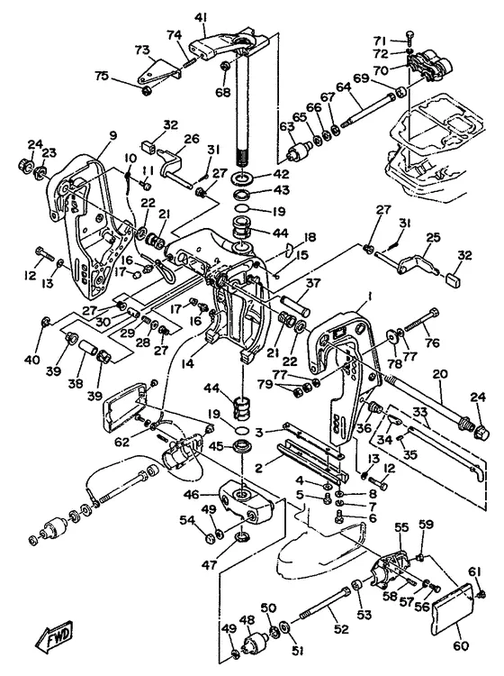 Кронштейн 1 (75AE/85AE MODEL) для Yamaha 85 ET(D)L/X