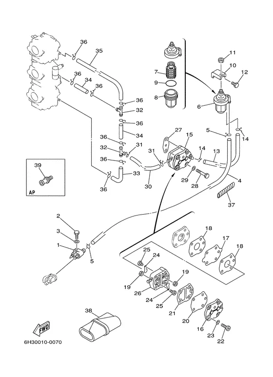 Топливная система для Yamaha 70 ET(D/M)OL