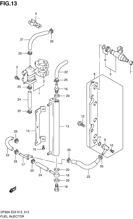 Топливная форсунка для Suzuki DF90A T(H)L/X