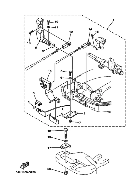 Крепление дистанционного управления для Yamaha F9.9 E/MHS/L