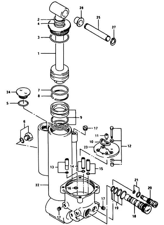 Система гидроподъема ((MODEL:94~99)) для Suzuki DT40 WS/L/LL/L2/UL; WRS/L/LL/L2/UL; WKS/L/LL/L2/UL; WKRS/L/LL/L2/UL
