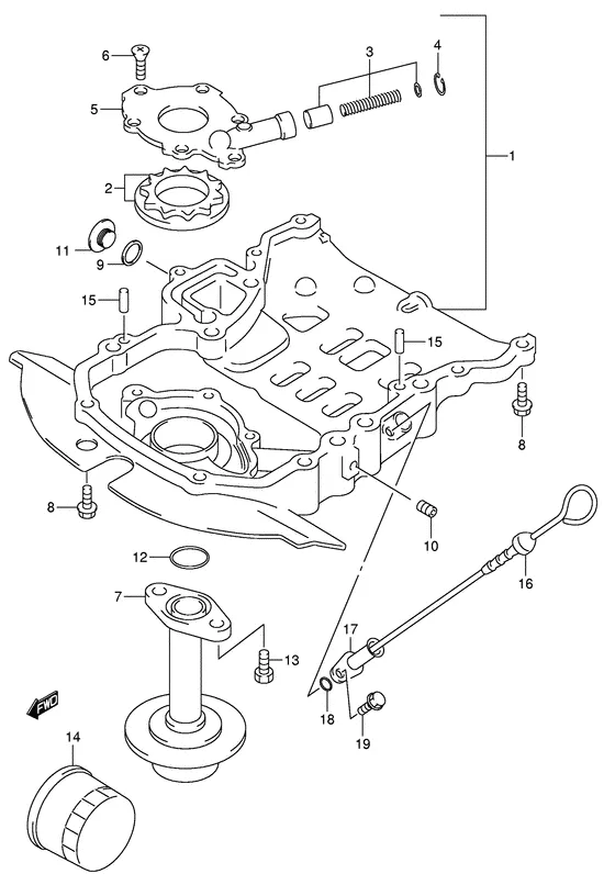 Масляный насос для Suzuki DF50 (W)QHS/L; (W)TS/L