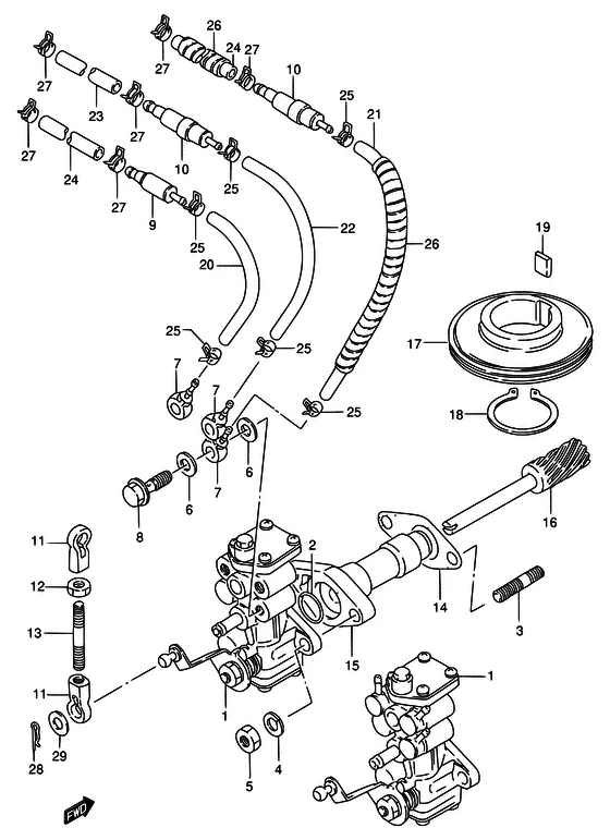 Масляный насос ((TC); NOTE : REFER TO FIG.13(C-12) FOR MODEL:95~00) для Suzuki DT75 L/UL