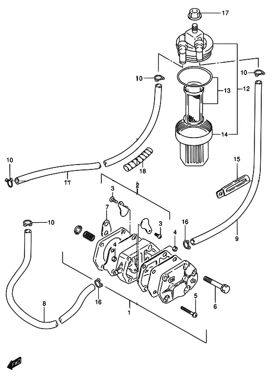 Топливный насос ((DT25/30); NOTE : REFER TO FIG.10(B-12) FOR DT25K) для Suzuki DT25 KL