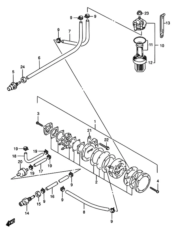 Топливный насос ((DT40WK)) для Suzuki DT40 WS/L/LL/L2/XL; WRS/L/LL/L2/XL; WKS/L/LL/L2/XL; WKRS/L/LL/L2/XL