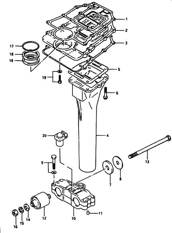 Выхлопная труба для Suzuki DT40 WS/L/LL/L2/UL; WRS/L/LL/L2/UL; WKS/L/LL/L2/UL; WKRS/L/LL/L2/UL