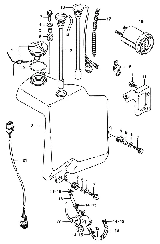 Бак масляный (NOTE : REFER TO FIG.39A(H-7) FOR MODEL:95~99) для Suzuki DT65 S/L/LL