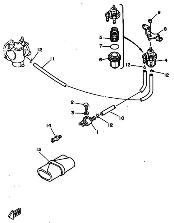 Топливный кран для Yamaha 8 MHS/L