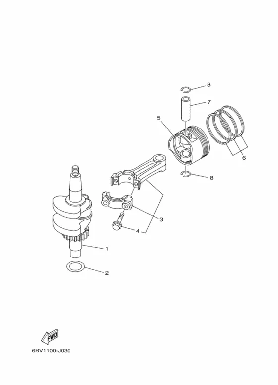 Коленчатый вал & Поршень для Yamaha F6 MHS/L