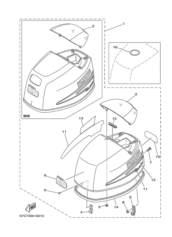 Верхний капот для Yamaha F40 M(E/H/D/T)S/L