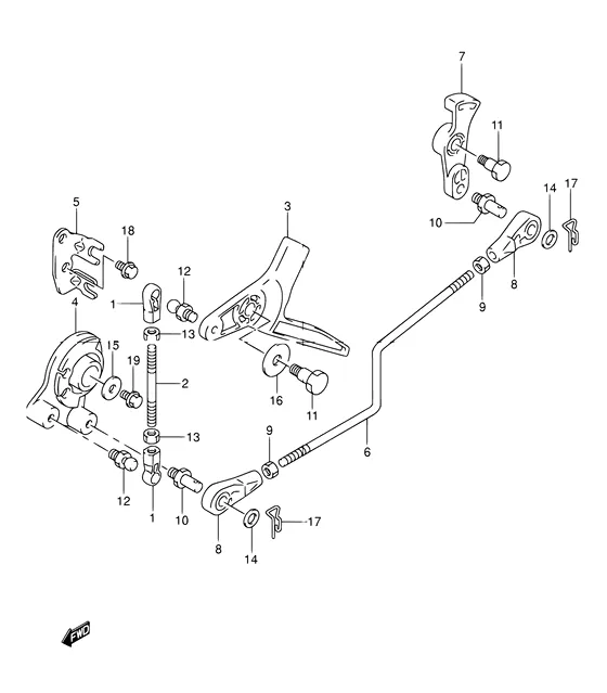 Управление дроссельной заслонкой ((TYPE:Q); NOTE : REFER TO FIG.16(C- 6) FOR TYPE:QR/T) для Suzuki DF30 S/L; RS/L; QS/L; TS/L