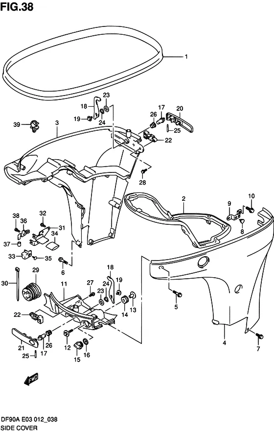 Боковая крышка для Suzuki DF70A T(H)L/X