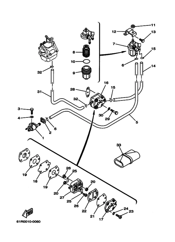 Топливный кран для Yamaha 25 (E)MHS/L