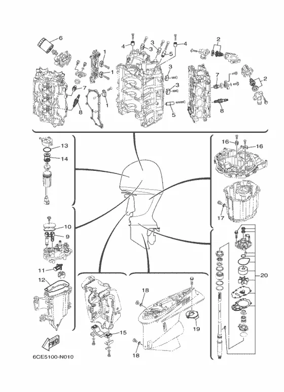 Детали регламентного обслуживания для Yamaha F300 ETU/X