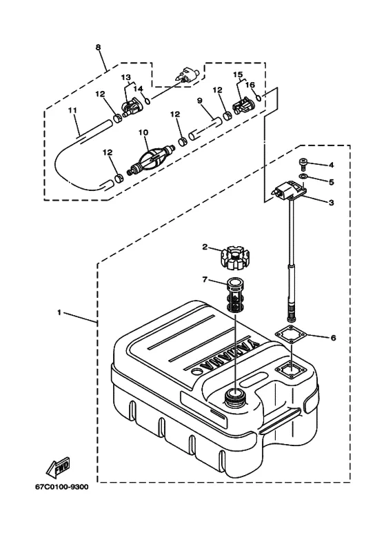 Топливный бак для Yamaha 55 MHS/L