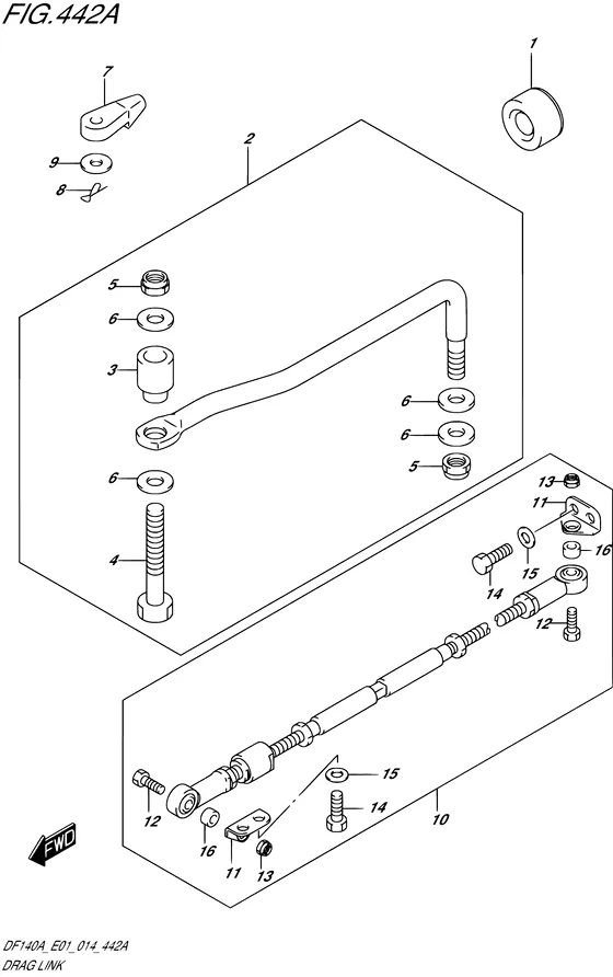 Продольная рулевая тяга для Suzuki DF100A TL/X