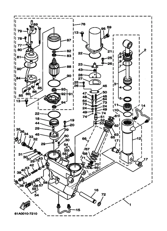 Система гидроподъёма и наклона в сборе для Yamaha 225 ETOX
