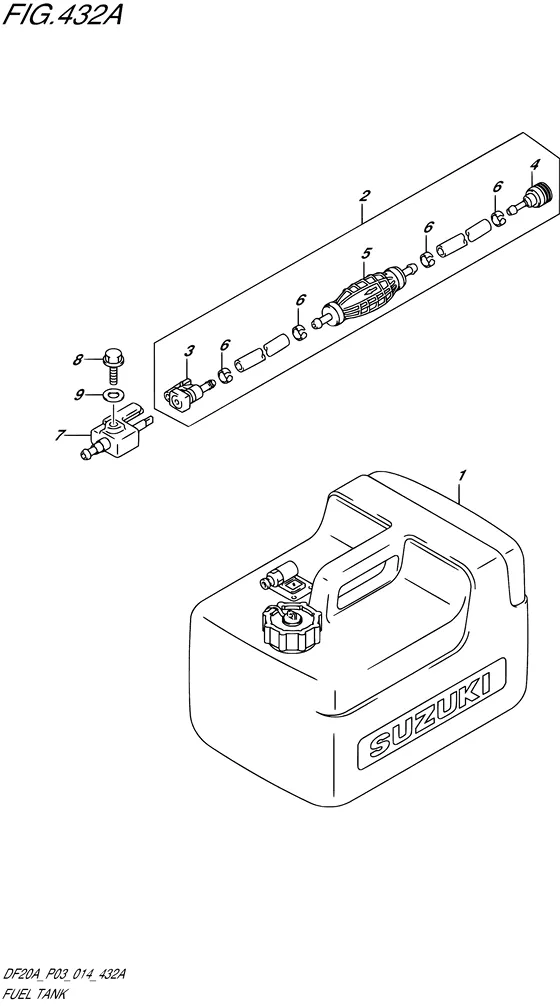 Топливный бак для Suzuki DF9.9B S/L; RS/L; TS/L
