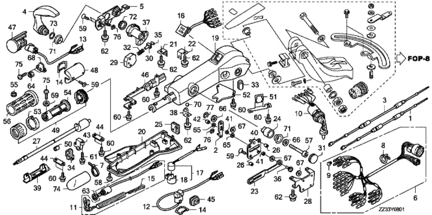 Комплект рукоятки управления (component parts) для Honda 60