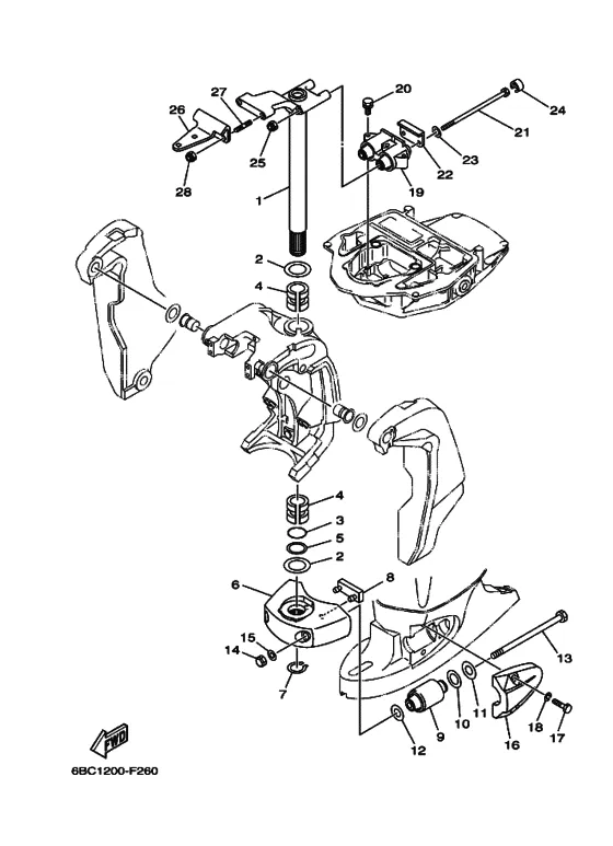 Кронштейн 3 для Yamaha F80 EDL/X