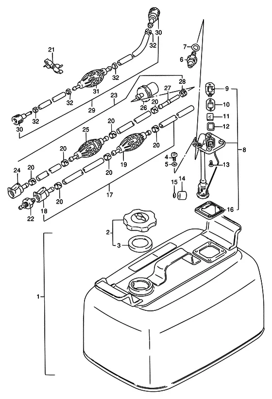 Топливный бак ((WT,WQ,WHQ,MQ)) для Suzuki DT75 L/UL
