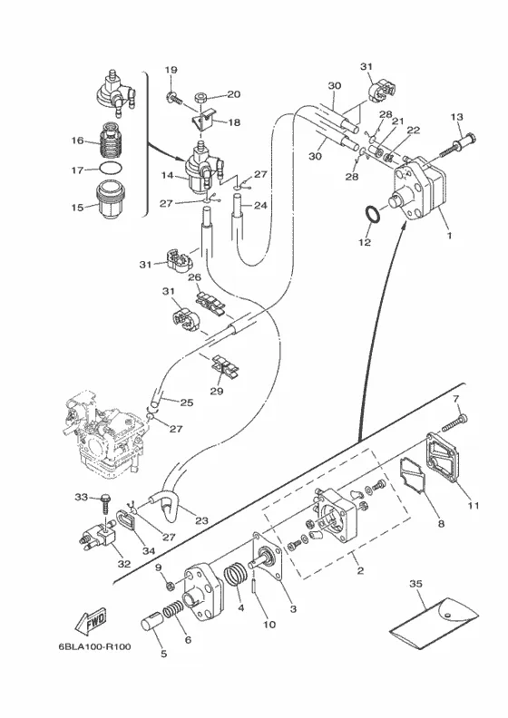 Топливная система для Yamaha F25 M(E/W)HTS/L/X
