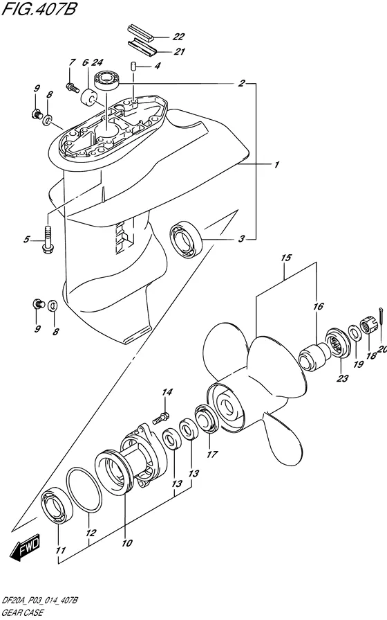 Редуктор ((4 BLADE) (DF9.9BT P03)) для Suzuki DF9.9B S/L; RS/L; TS/L