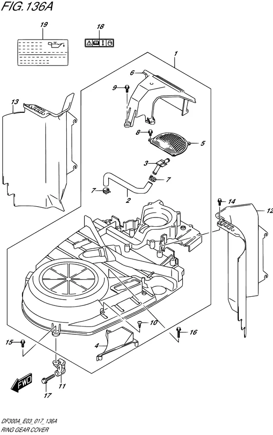 Крышка венцовой шестерни для Suzuki DF250A PX/XX