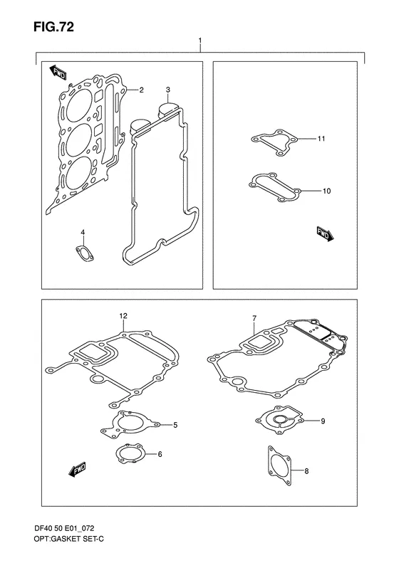Ремкомплект прокладок двигателя (Optional;) для Suzuki DF50 (W)QHS/L; (W)TS/L