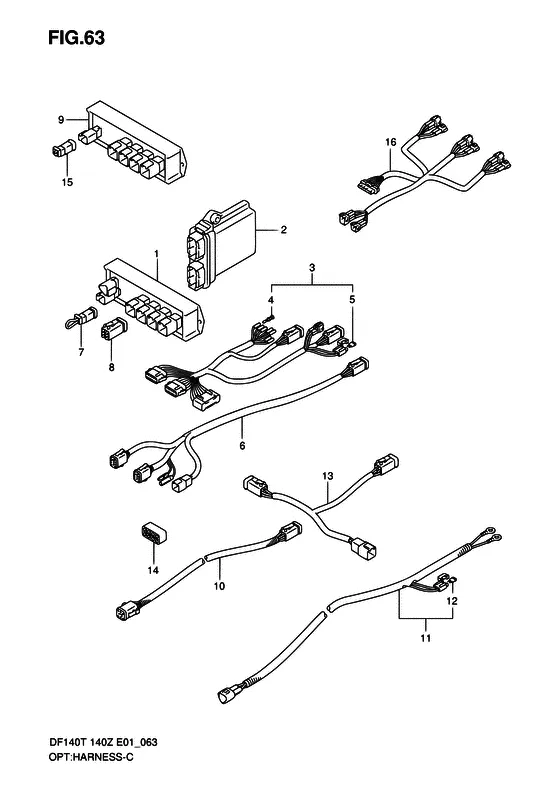 Опция: жгут проводов ((MODEL:08~)) для Suzuki DF140 (Z)TL/X; W(Z)TL/X